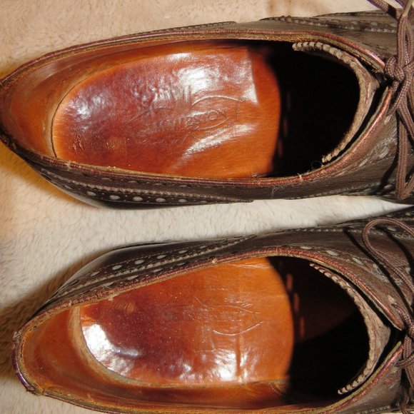 J.M. Weston 398 Vintage Brown Calf Leather Brogues US 10.5 E - Picture 10 of 11